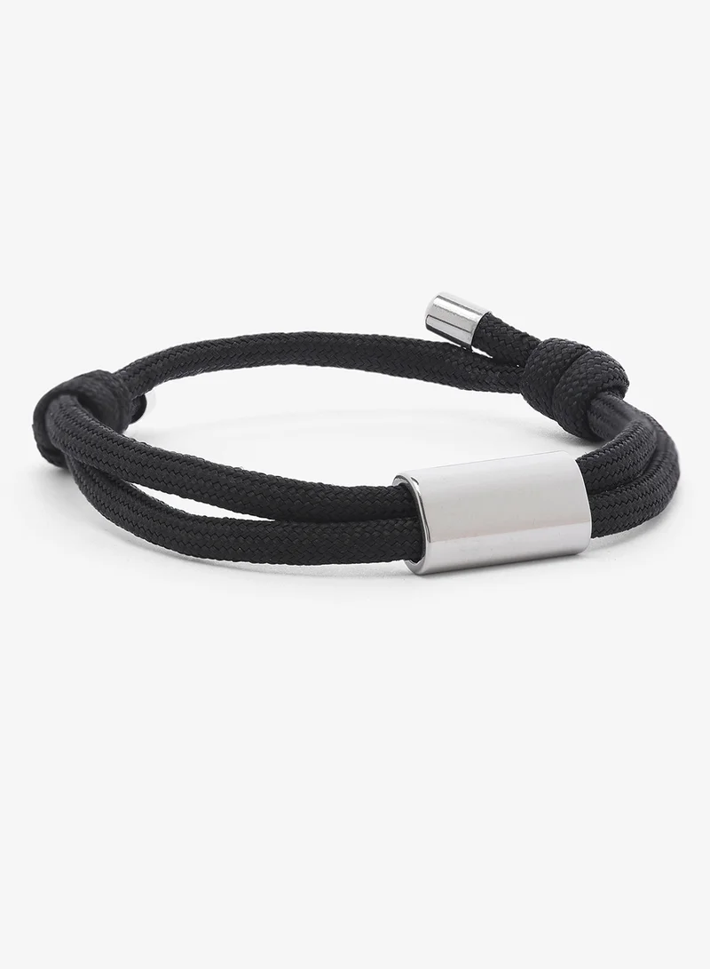 سفنتي فايف Cotton Rope Magnetic Couple Bracelet With Stainless Stell Accent Bead